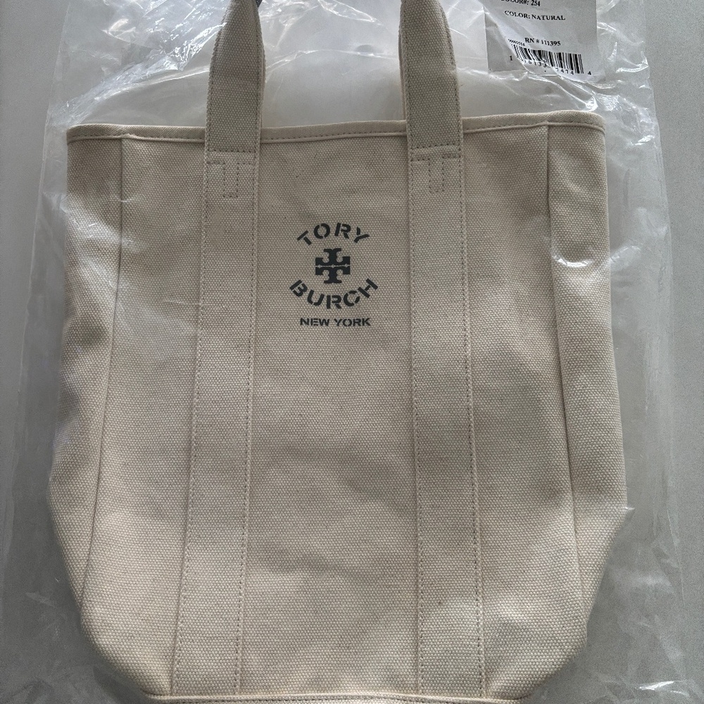 AUTHENTIC TORY BURCH CANVAS TOTE off white